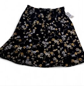Allison Daley Womens Skirt Black, White, Yellow Floral Print SZ XL NWT